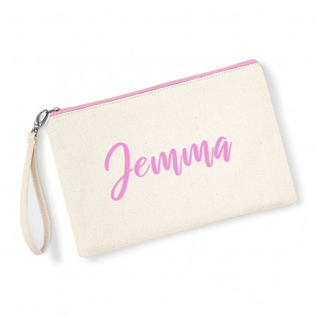 Personalised Make Up Bag - Natural and Pink Zip